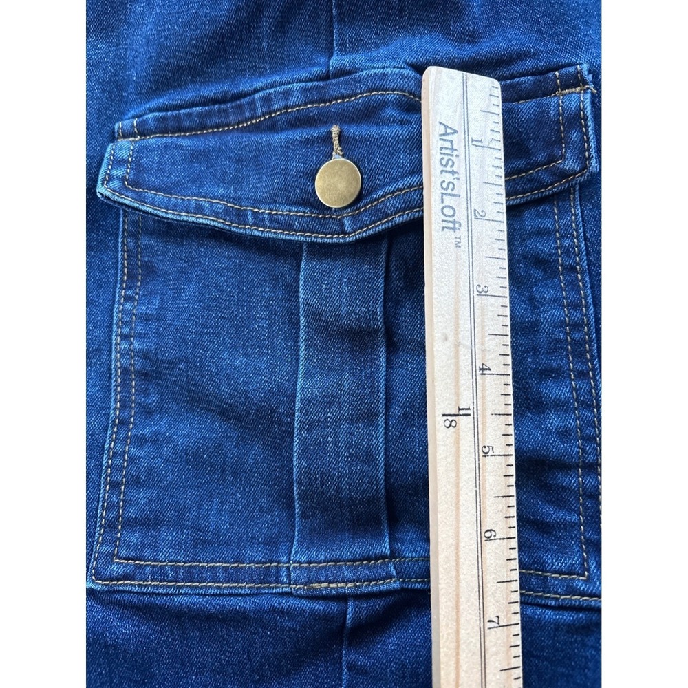 Cider Denim Cargo Edgy Maxi Skirt Blue Button Front Slit Pockets Size M - Picture 7 of 9